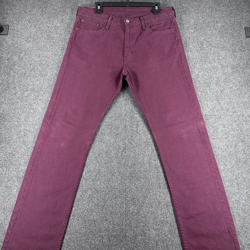 Levi's 513 Jeans Mens 33x32 W33 L32 Purple Slim Straight Fit Denim Pants